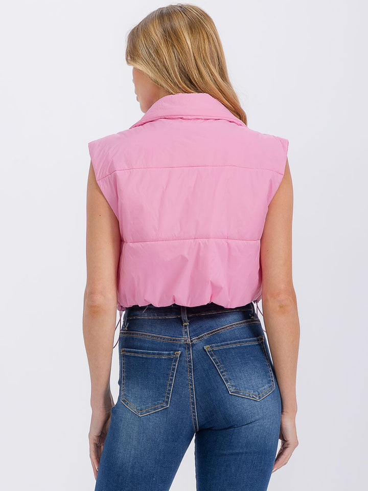 WOMEN'S SLEEVELESS ZIPPER CLOSURE PATCH PUFFER VEST