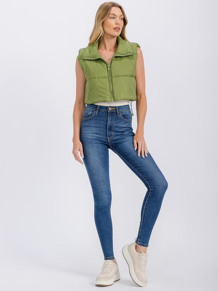 WOMEN'S SLEEVELESS ZIPPER CLOSURE PUFFER VEST