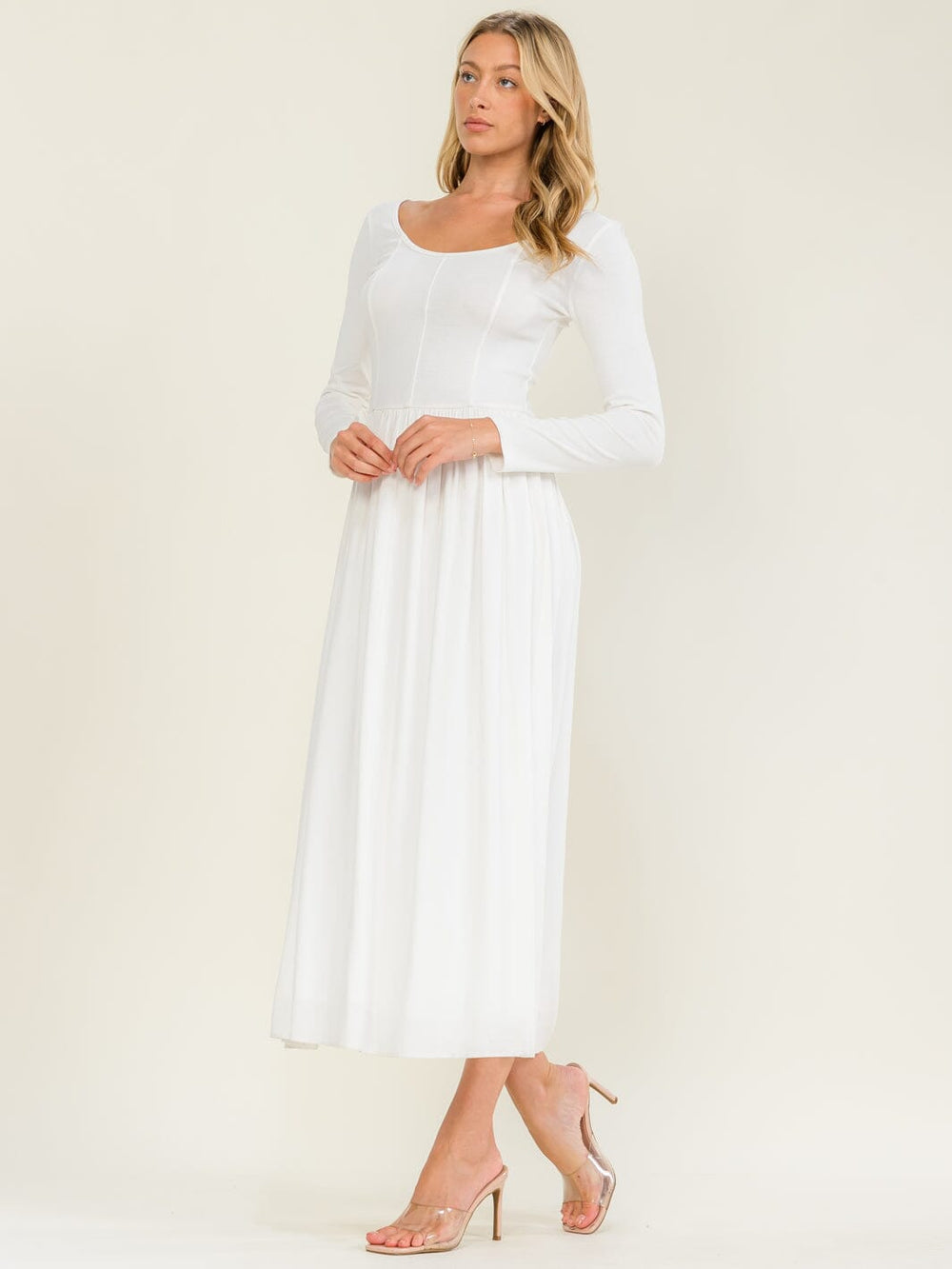 WOMEN'S LONG SLEEVE CONTRAST MAXI DRESS