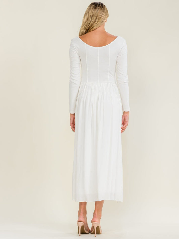 WOMEN'S LONG SLEEVE CONTRAST MAXI DRESS