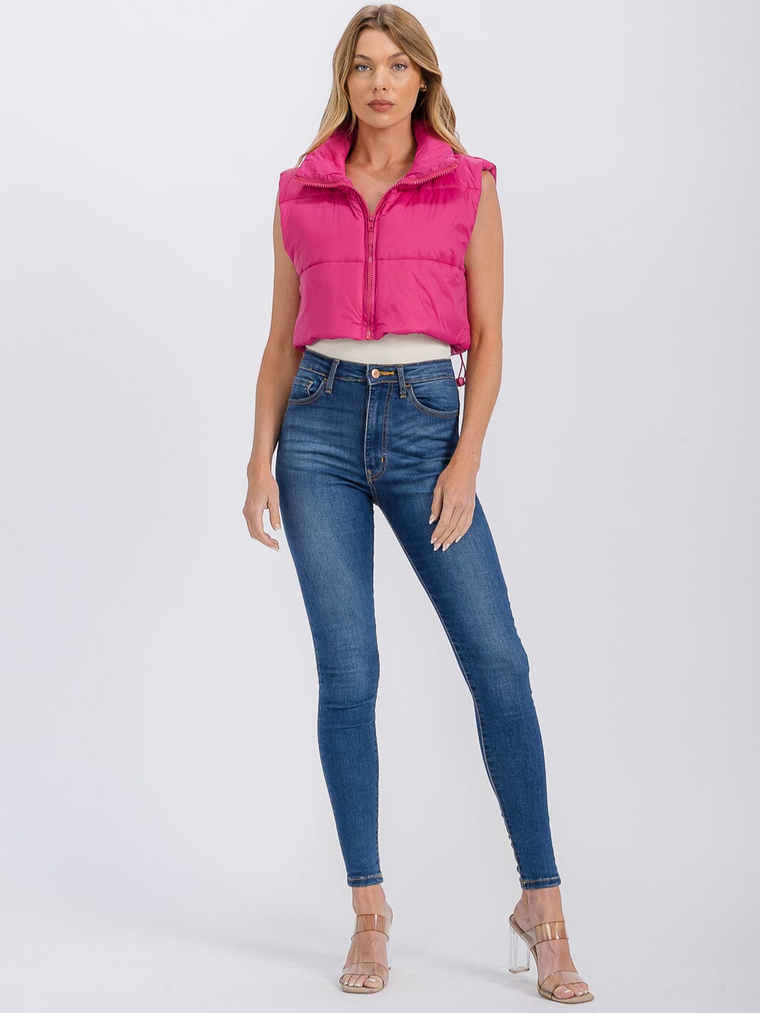 WOMEN'S SLEEVELESS ZIPPER CLOSURE PUFFER VEST