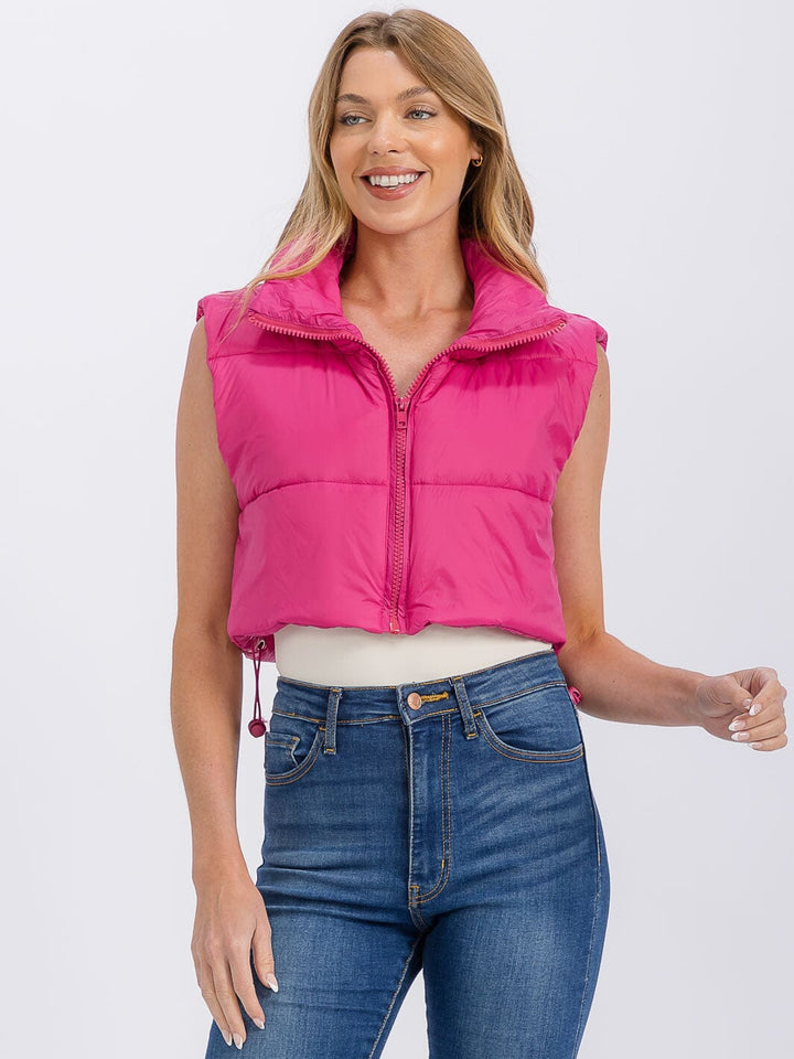 WOMEN'S SLEEVELESS ZIPPER CLOSURE PUFFER VEST