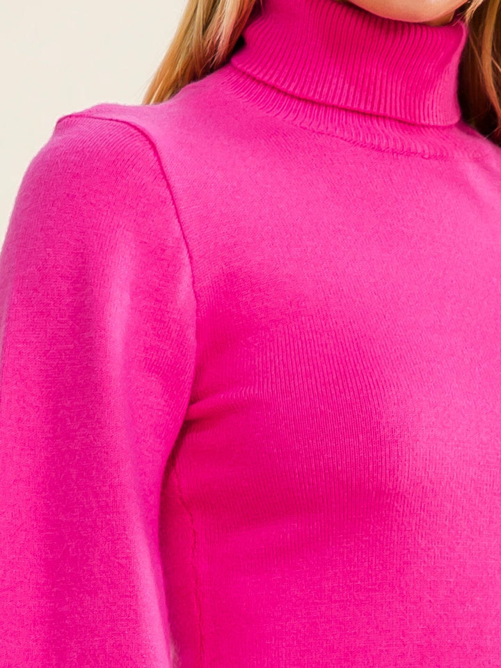 WOMEN'S LONG BALLOON SLEEVES TURTLE NECK TOP
