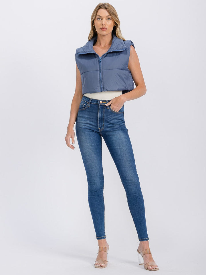 WOMEN'S SLEEVELESS ZIPPER CLOSURE PUFFER VEST