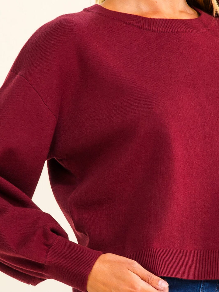 WOMEN'S LONG BALLOON SLEEVE PULLOVER SWEATER
