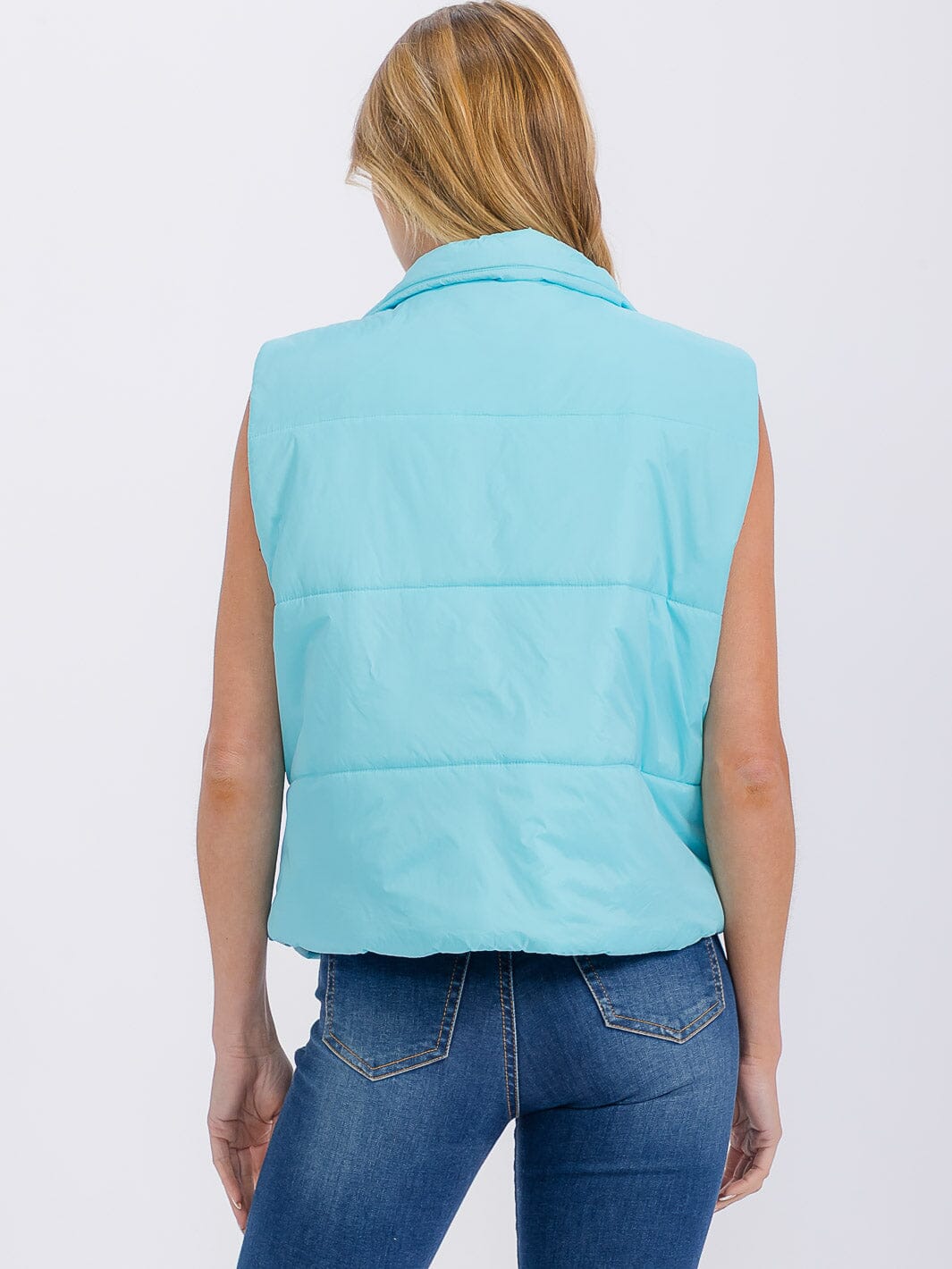 WOMEN'S SLEEVELESS ZIPPER CLOSURE PUFFER VEST