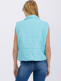WOMEN'S SLEEVELESS ZIPPER CLOSURE PUFFER VEST