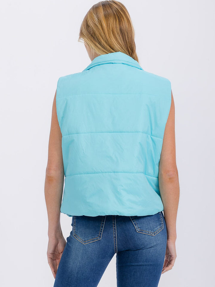 WOMEN'S SLEEVELESS ZIPPER CLOSURE PUFFER VEST