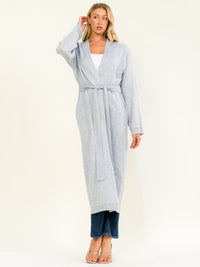 WOMEN'S LONG SLEEVE OPEN FRONT SELF TIE CARDIGAN