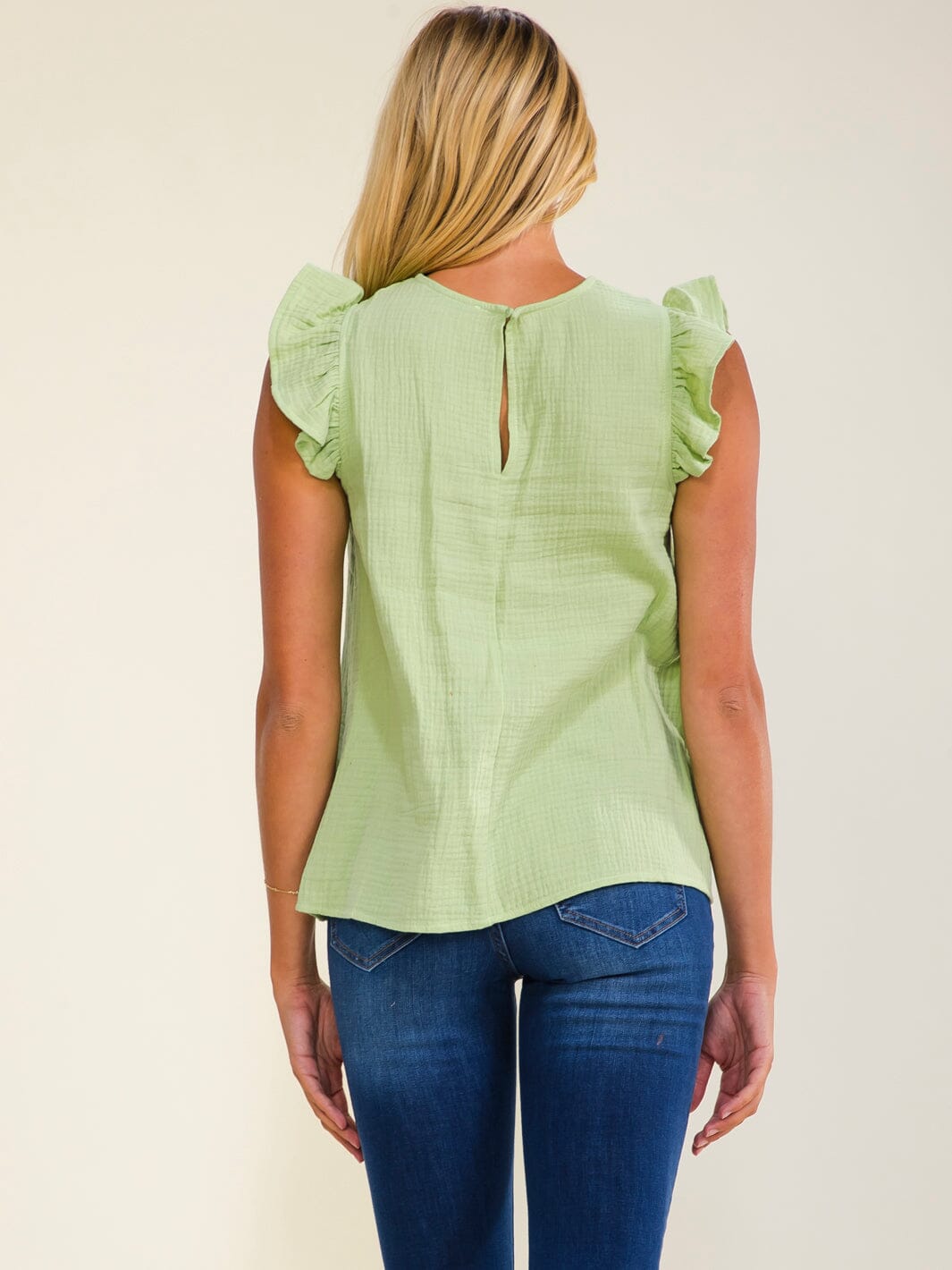 WOMEN'S RUFFLE SLEEVE SOLID BLOUSE