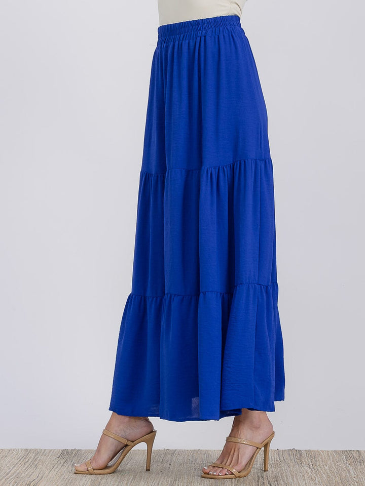 WOMEN'S ELASTIC WAIST TIERED MAXI SKIRT