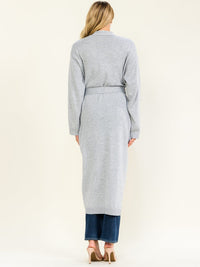 WOMEN'S LONG SLEEVE OPEN FRONT SELF TIE CARDIGAN