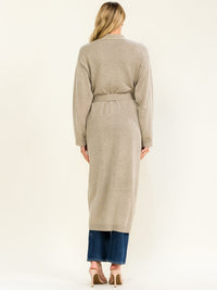 WOMEN'S LONG SLEEVE OPEN FRONT SELF TIE CARDIGAN