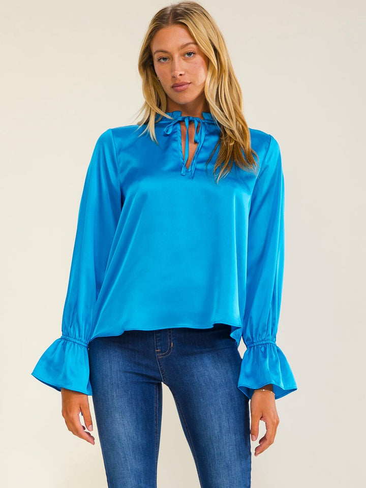 WOMEN'S LONG SLEEVE V-NECK BLOUSE