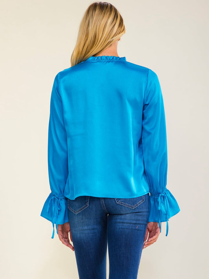 WOMEN'S LONG SLEEVE V-NECK BLOUSE