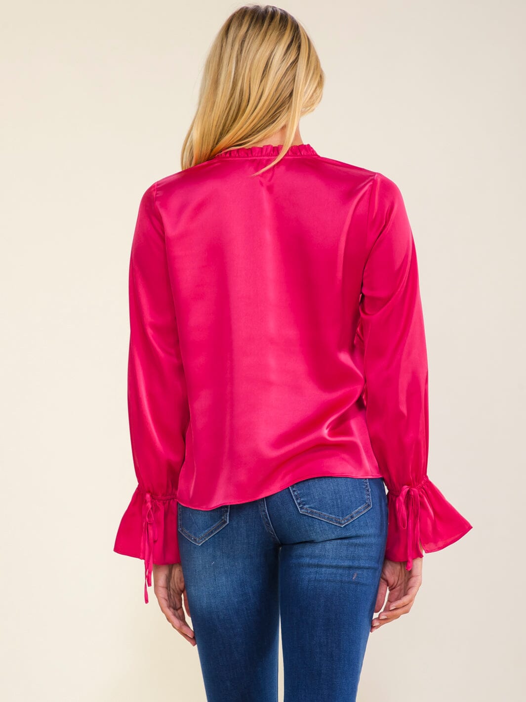 WOMEN'S LONG SLEEVE V-NECK BLOUSE