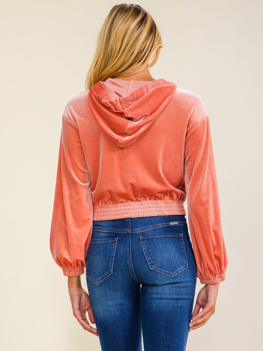 WOMEN'S LONG SLEEVE ZIP UP FRONT POCKETS HOODED SWEATER
