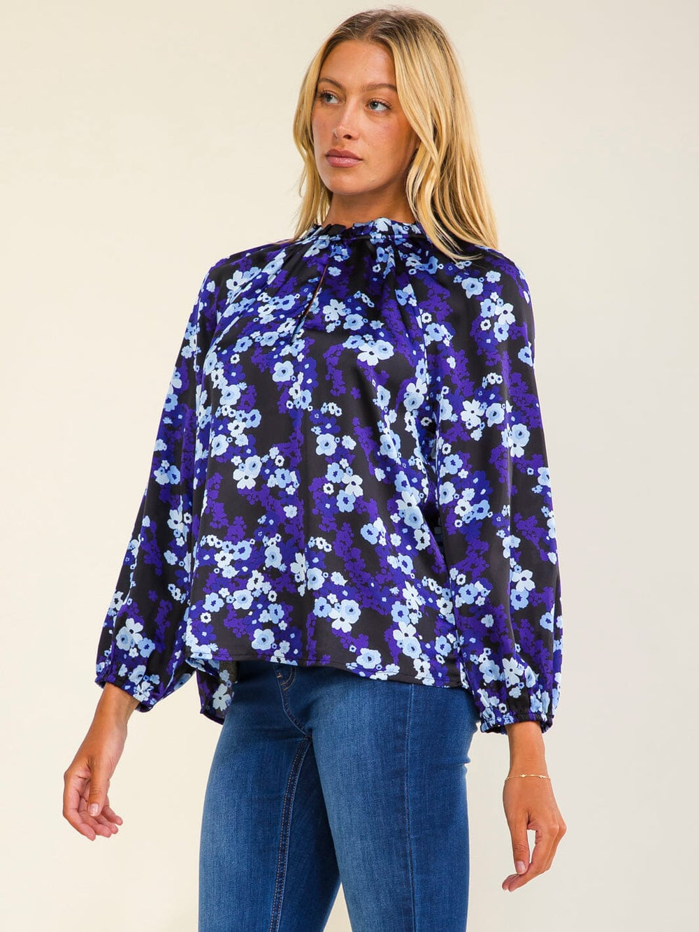 WOMEN'S LONG SLEEVE FLORAL BLOUSE