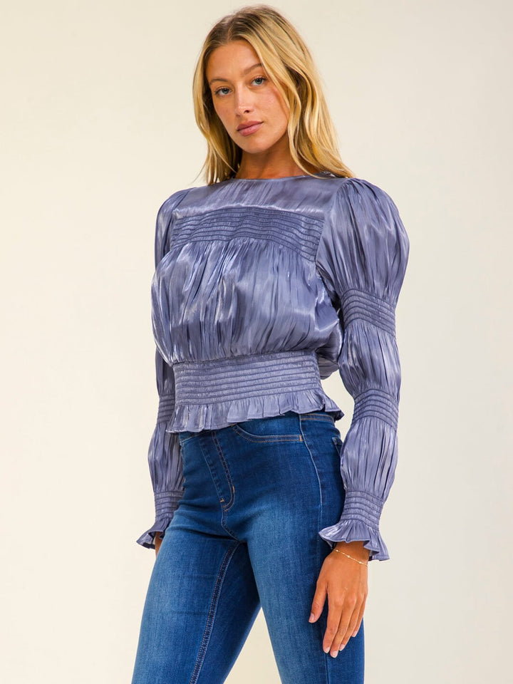 WOMEN'S LONG SLEEVE SMOCK BLOUSE
