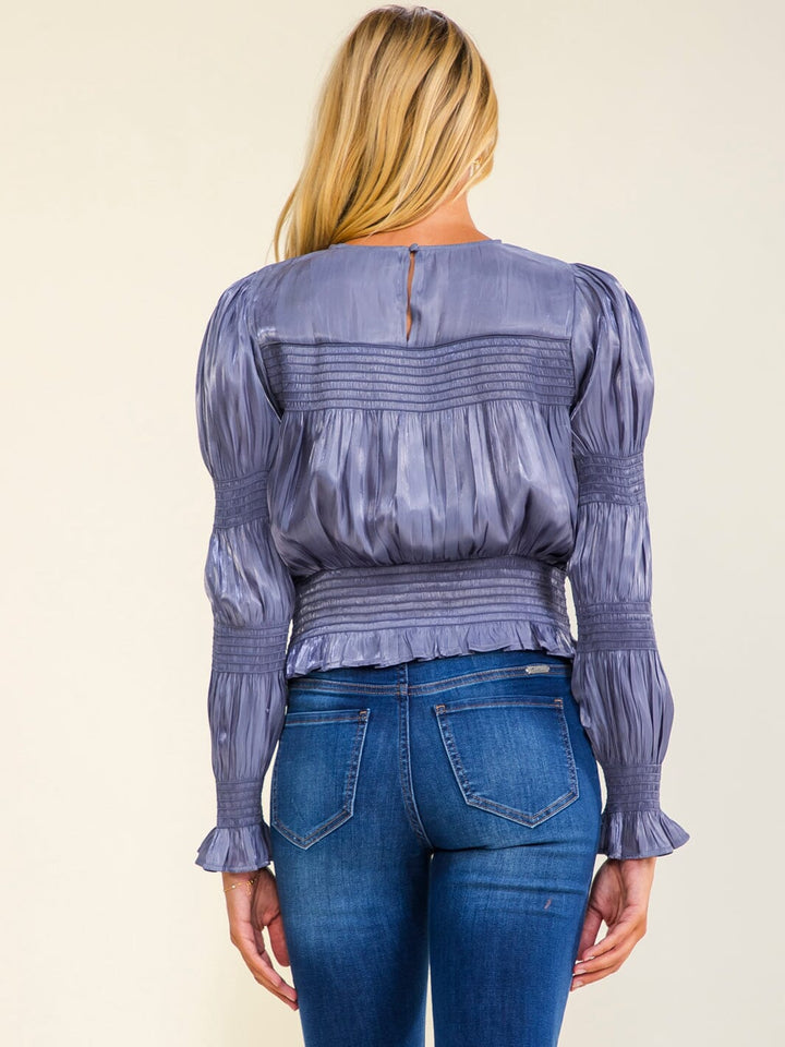 WOMEN'S LONG SLEEVE SMOCK BLOUSE