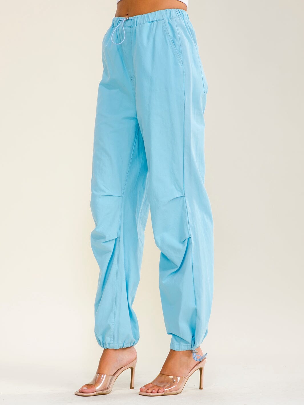 ********WOMEN'S ELASTIC WAIST FRONT POCKETS ADJUSTABLE LEGS PANTS