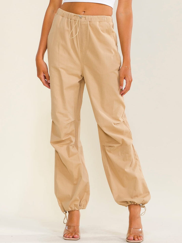 ********WOMEN'S ELASTIC WAIST FRONT POCKETS ADJUSTABLE LEGS PANTS