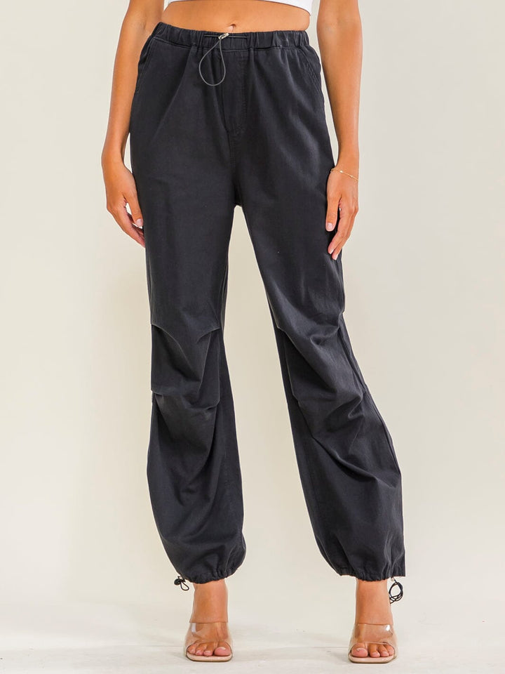 ********WOMEN'S ELASTIC WAIST FRONT POCKETS ADJUSTABLE LEGS PANTS