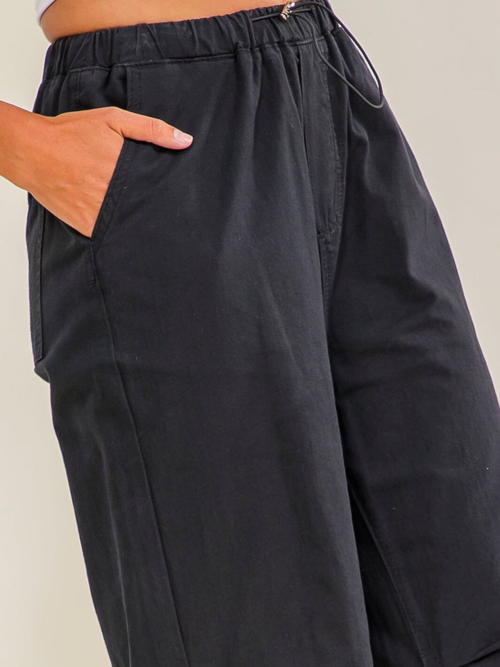 ********WOMEN'S ELASTIC WAIST FRONT POCKETS ADJUSTABLE LEGS PANTS