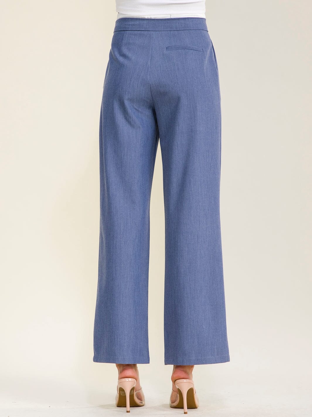 WOMEN'S ELASTIC WAIST SELF TIE FRONT POCKETS STRAIGHT LEGS PANTS