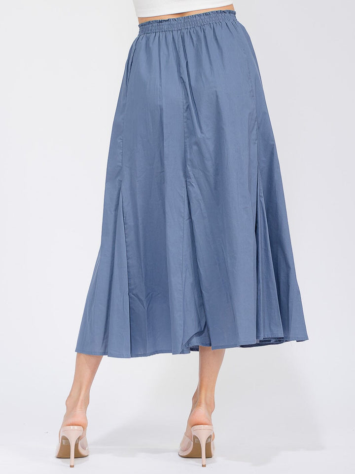WOMEN'S ELASTIC WAIST FRONT POCKETS MAXI SKIRT