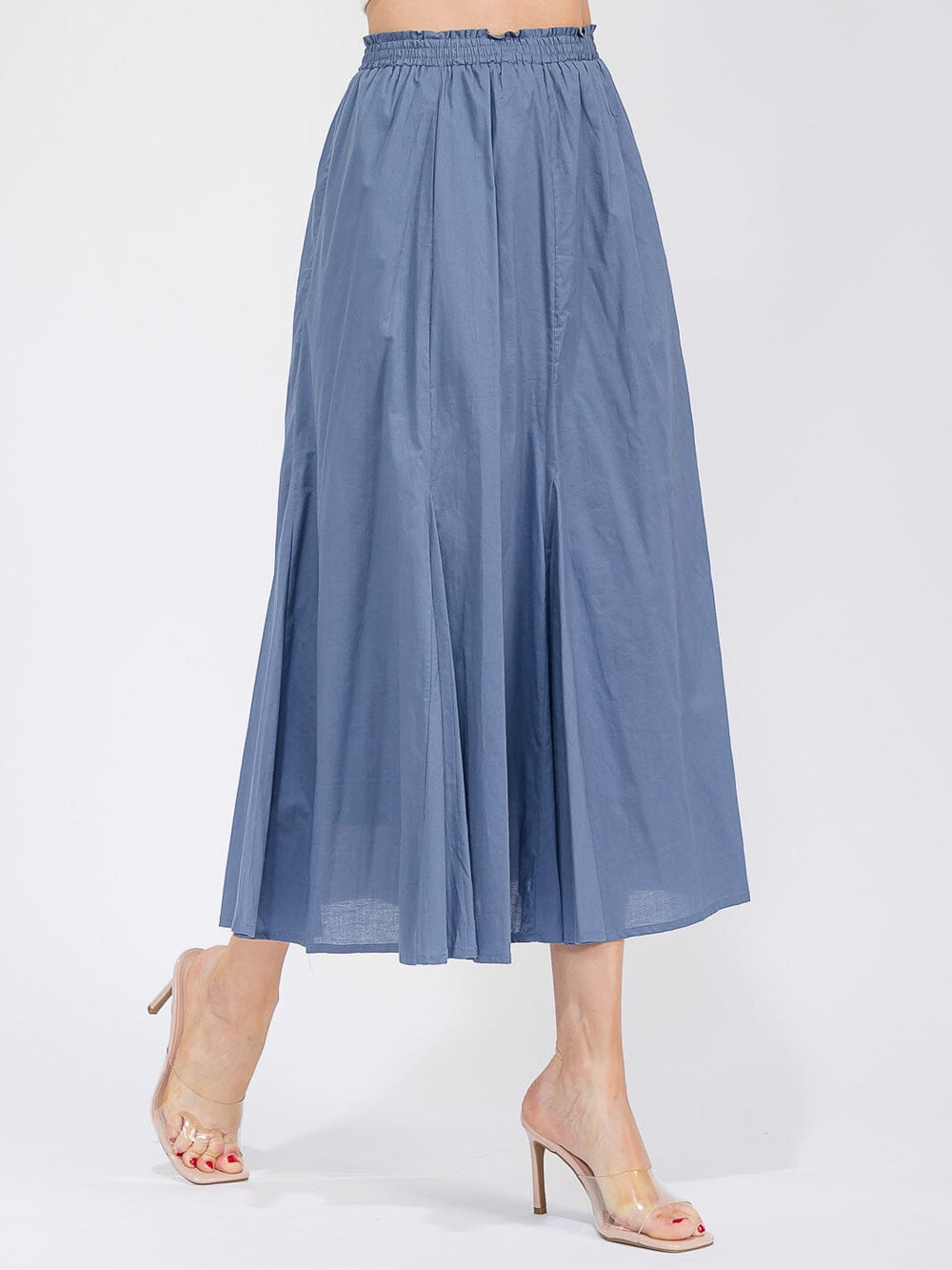WOMEN'S ELASTIC WAIST FRONT POCKETS MAXI SKIRT