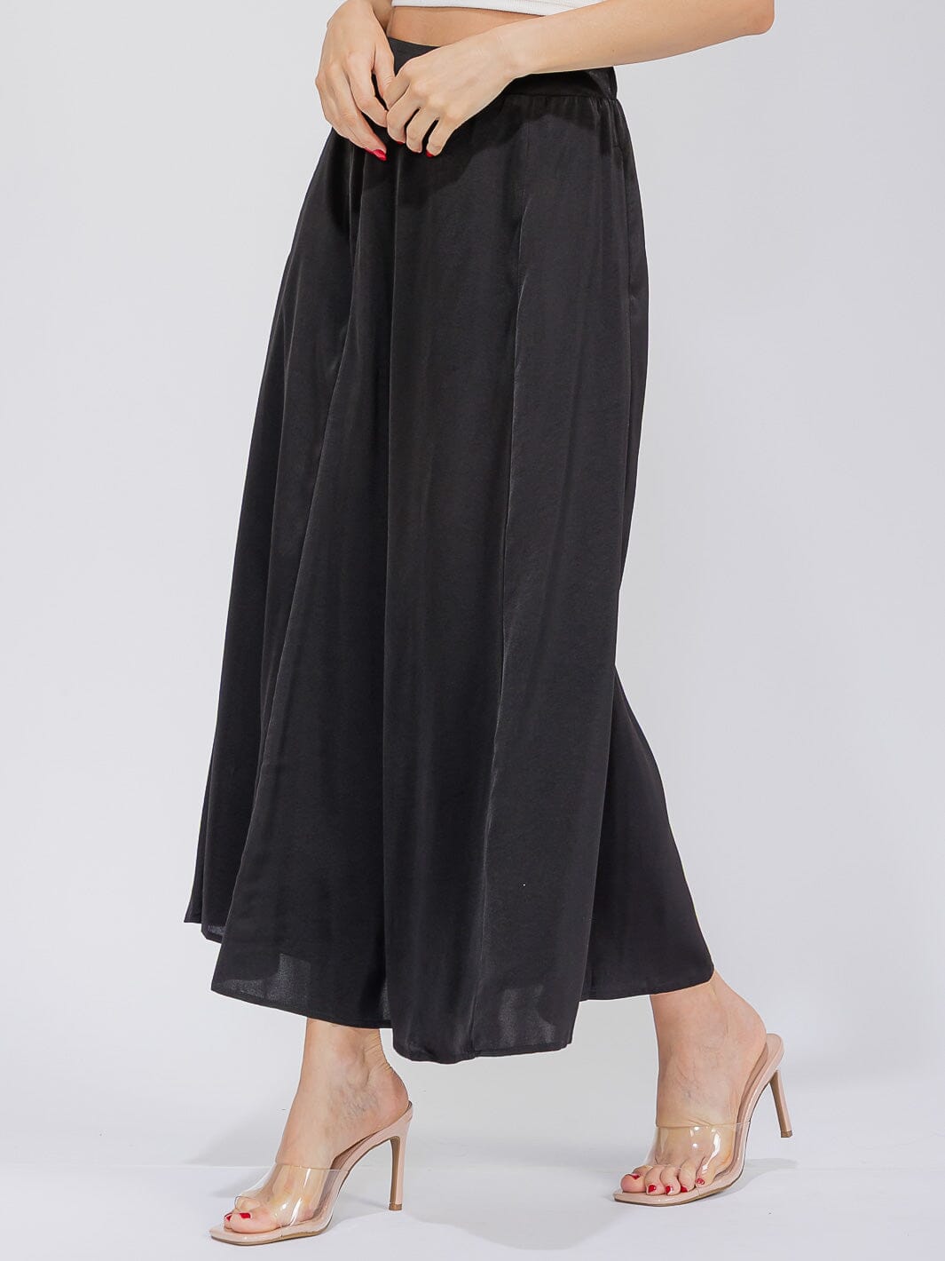 WOMEN'S ELASTIC WAIST FRONT POCKETS MAXI SKIRT