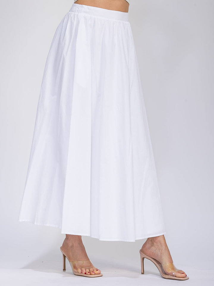 WOMEN'S ELASTIC WAIST FRONT POCKETS MAXI SKIRT