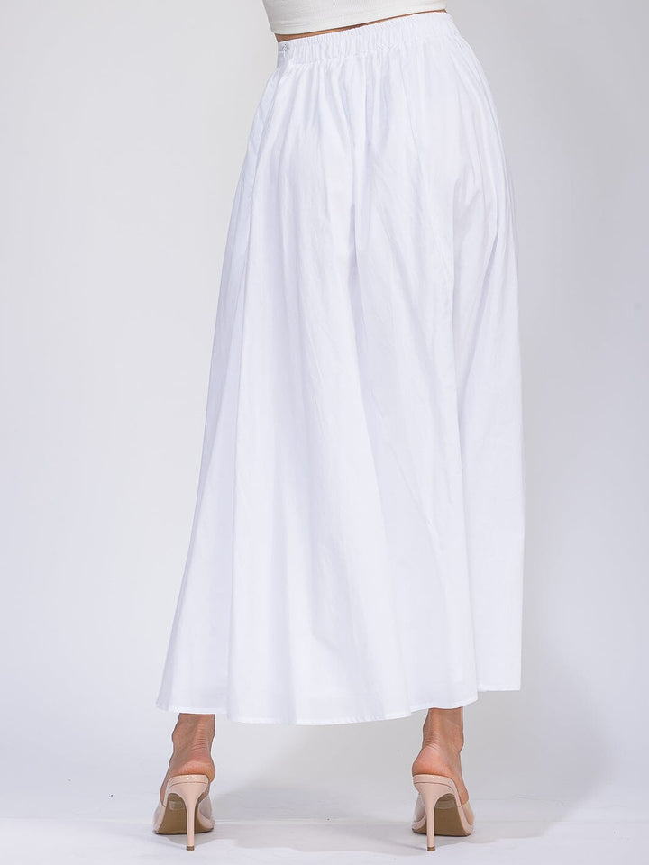WOMEN'S ELASTIC WAIST FRONT POCKETS MAXI SKIRT