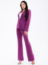 WOMEN'S BUTTON CLOSURE FRONT POCKETS WIDE LEG PANTS