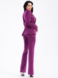 WOMEN'S BUTTON CLOSURE FRONT POCKETS WIDE LEG PANTS