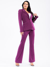 WOMEN'S LONG SLEEVE FRONT POCKETS BUTTON CLOSURE BLAZER