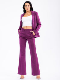WOMEN'S LONG SLEEVE FRONT POCKETS BUTTON CLOSURE BLAZER