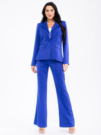 WOMEN'S BUTTON CLOSURE FRONT POCKETS WIDE LEG PANTS