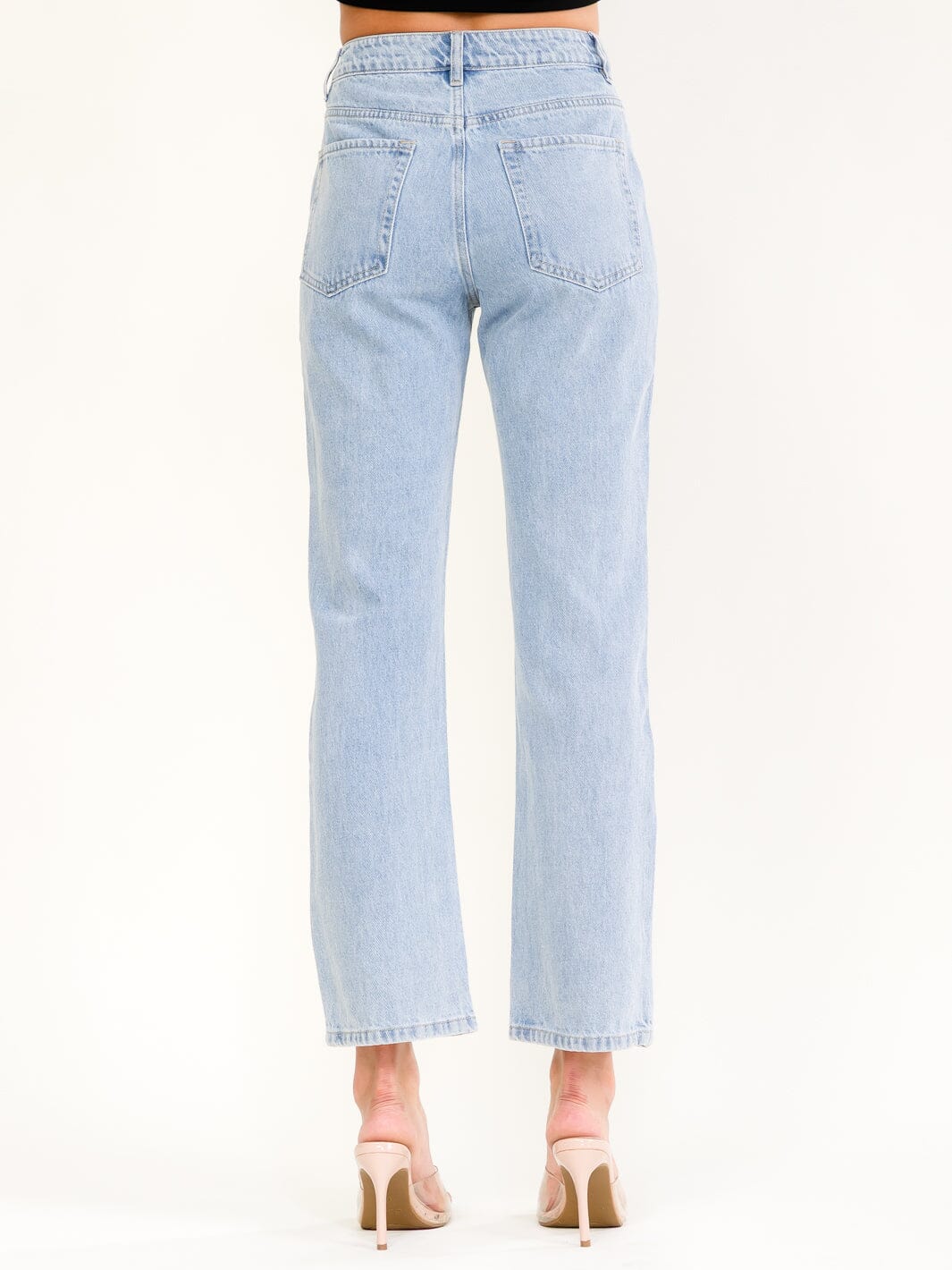 WOMEN'S BUTTON CLOSURE STUDS PEARL WIDE LEG DENIM PANTS
