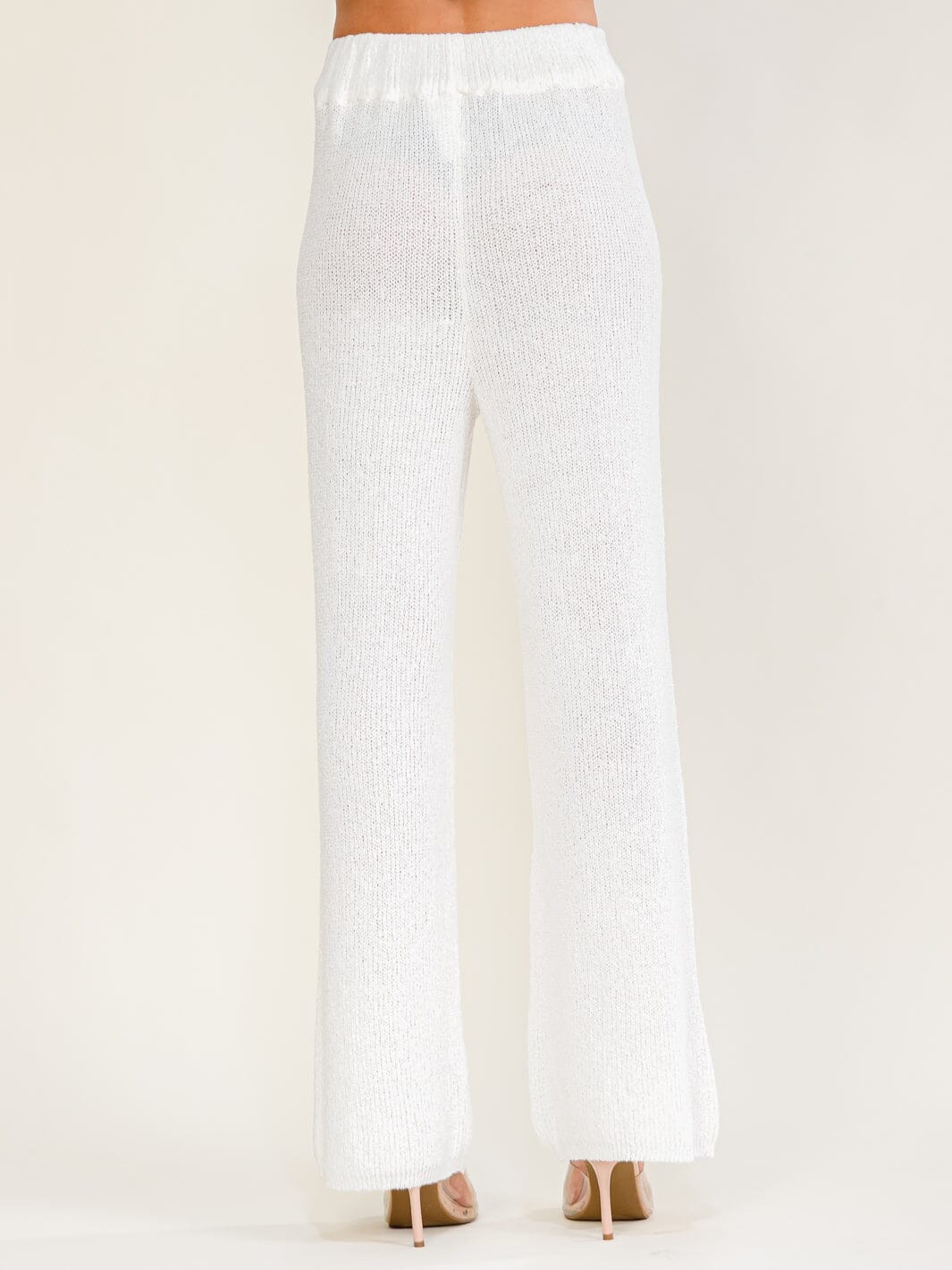 WOMEN'S ELASTIC WAIST KNIT WIDE LEG PANTS