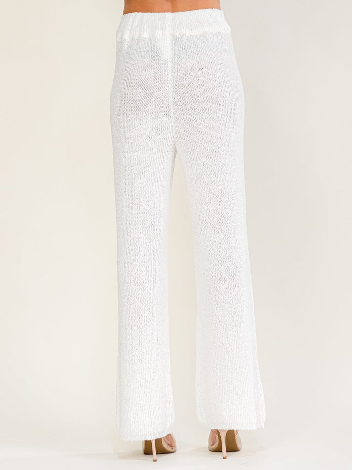 WOMEN'S ELASTIC WAIST KNIT WIDE LEG PANTS