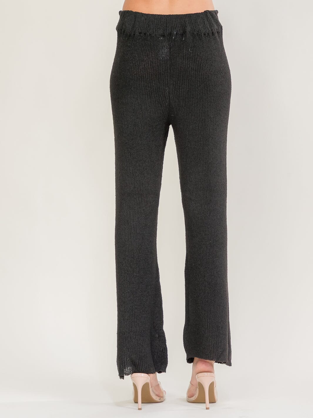 WOMEN'S ELASTIC WAIST KNIT WIDE LEG PANTS