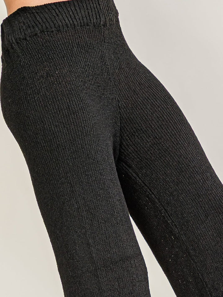 WOMEN'S ELASTIC WAIST KNIT WIDE LEG PANTS