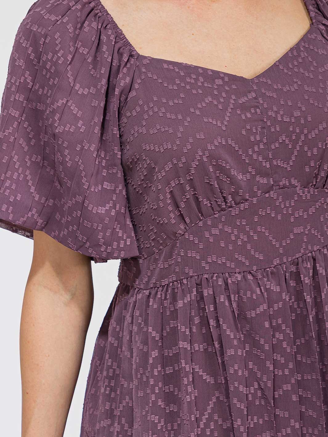 WOMEN'S SHORT SLEEVE V-NECK SWISS RUFFLE TIERED MAXI DRESS