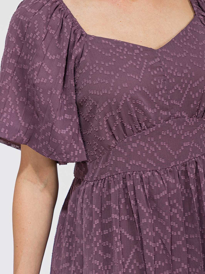 WOMEN'S SHORT SLEEVE V-NECK SWISS RUFFLE TIERED MAXI DRESS