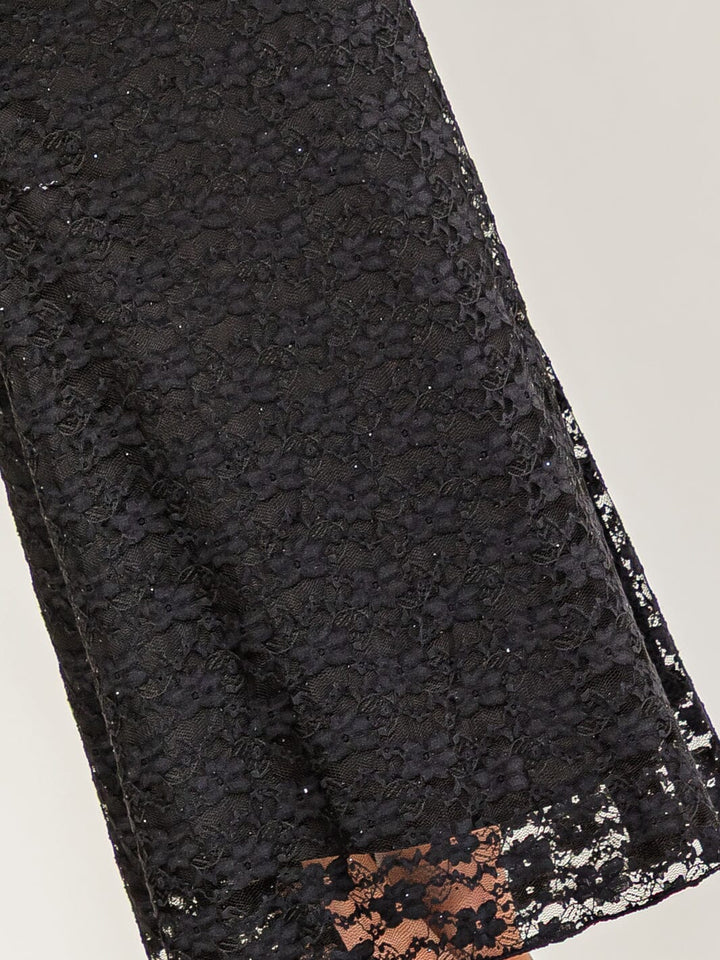 WOMEN'S ELASTIC WAIST SHIMMER LACE MAXI SKIRT