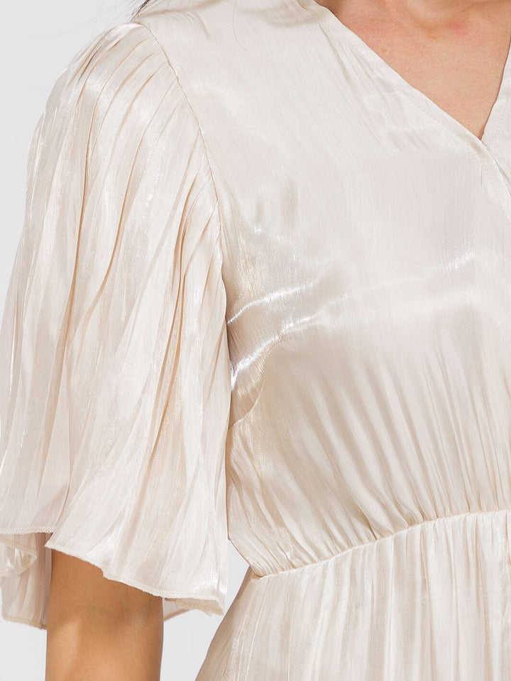 WOMEN'S SHORT SLEEVE SURPLICE TIERED MAXI DRESS
