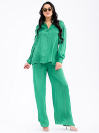 WOMEN'S ELASTIC WAIST FRONT POCKETS WIDE LEG PANTS