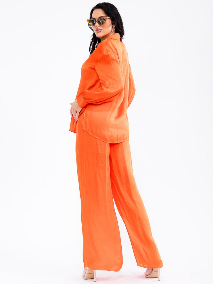 WOMEN'S ELASTIC WAIST FRONT POCKETS WIDE LEG PANTS